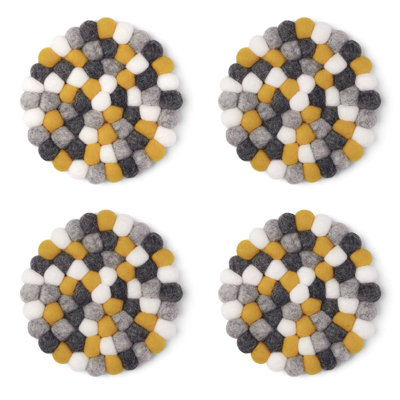 Ensemble de sous-verres ronds 4 po MODWOOL (jaune neutre)