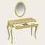 Meuble-lavabo de luxe avec miroir ovale, coiffeuse à 3 tiroirs avec rangement, console élégante pour chambre à coucher, vestibule ou salon-333038728