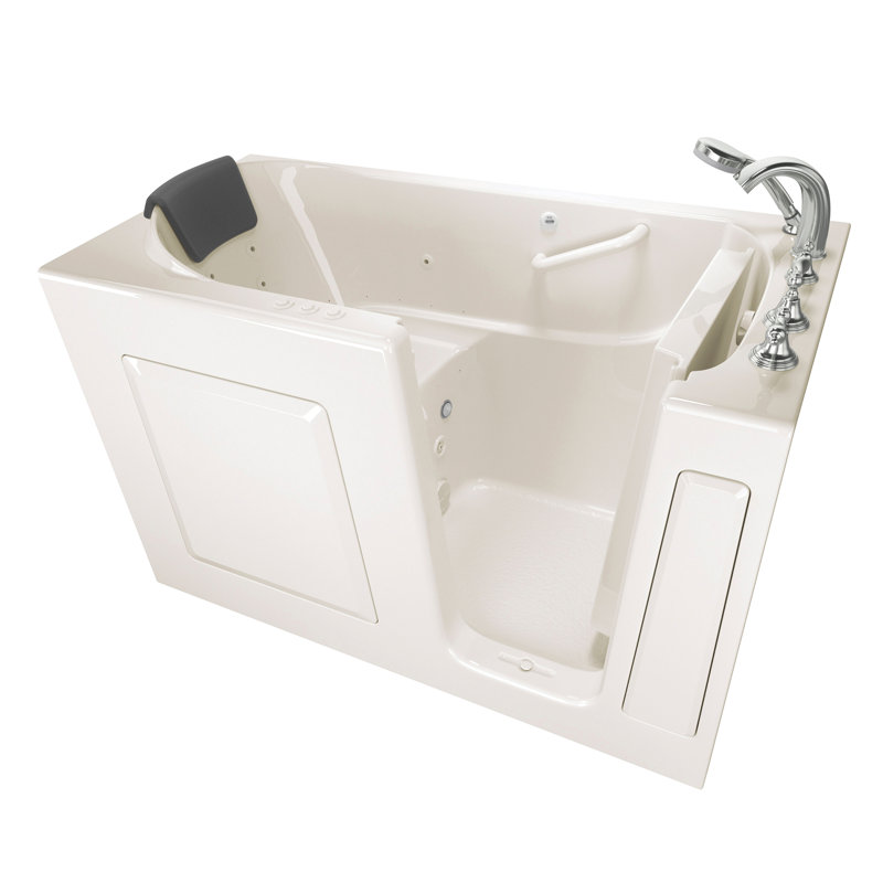 59.5'' x 29.75'' Fiberglass Bathtub with Faucet, Linen, Right