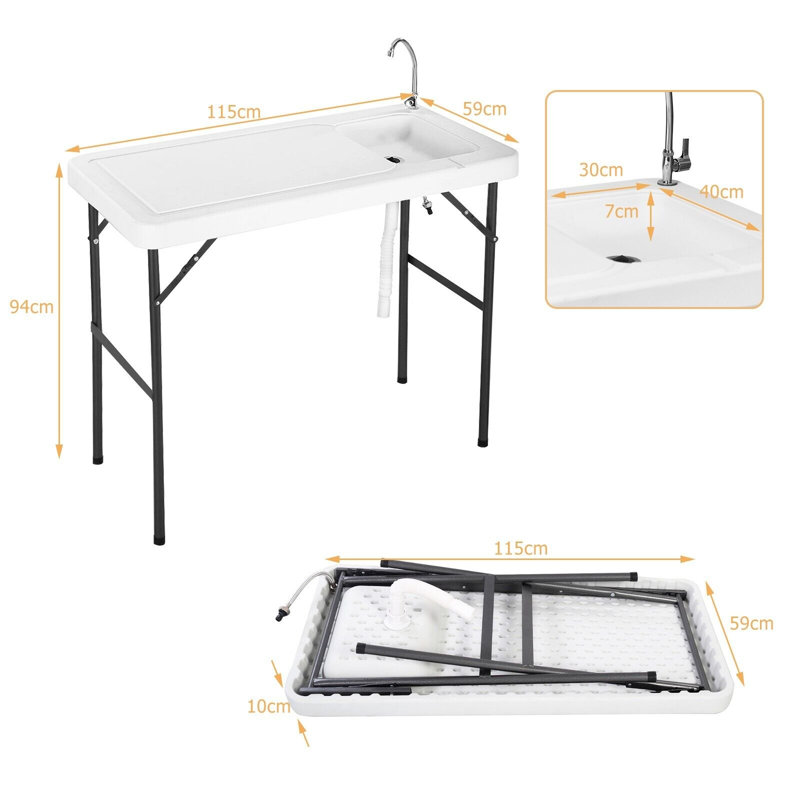 Breisha 115cm Rectangular Folding Table