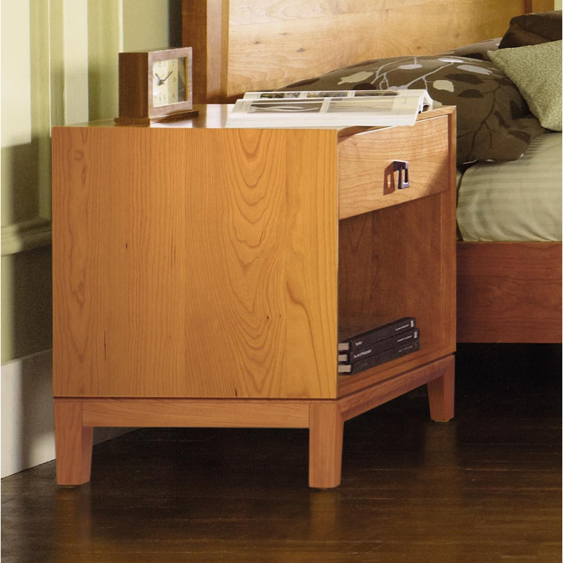 Mansfield 1 - Drawer Solid Wood Nightstand, Natural Cherry, Conventional