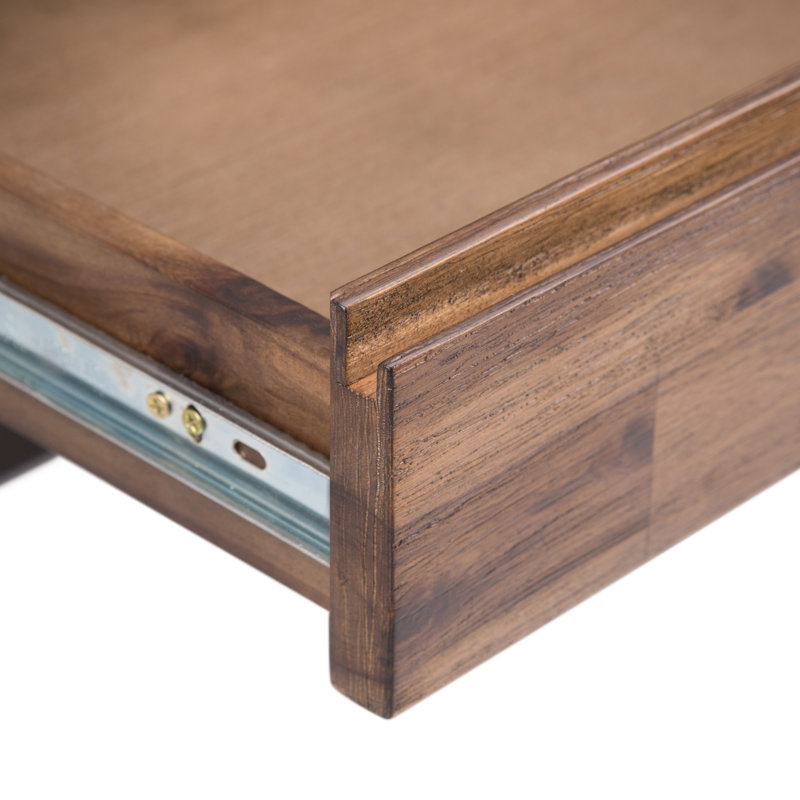 Erina Farmhouse Brown Solid Acacia Wood Desk with Keyboard Tray