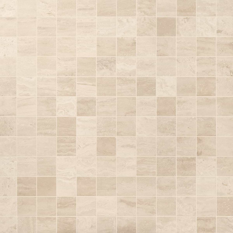 Travertine 4x4 Filled Brushed Vein Cut Tile, Ivory Brushed