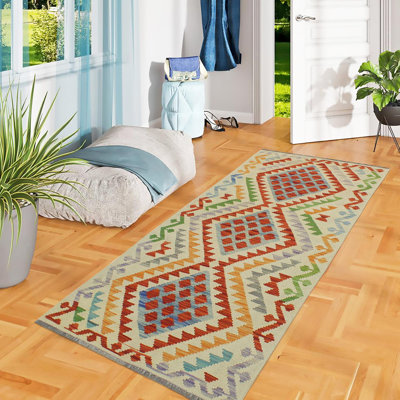 Tribal Turkish Kilim Mcleod Rust/Beige Wool Runner - 2'7'' X 6'7''