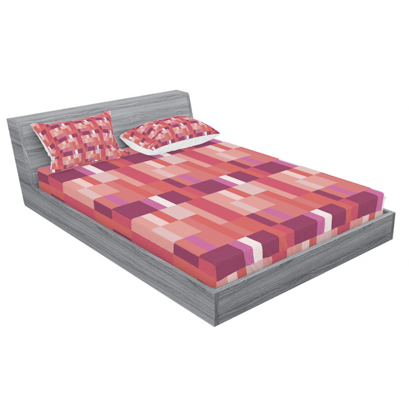 Microfiber Geometric Sheet Set, Queen Sheet Set with Fitted Sheet