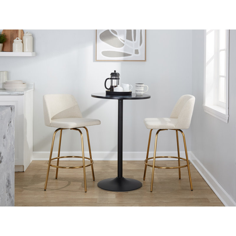 Toriano Swivel Upholstered Counter Stool with Metal Frame, Cream Noise
