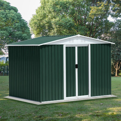 8X6 Feet Outdoor Storage Garden Shed Apex Roof With Aluminum Alloy Frame And Sliding Door by GZMWON