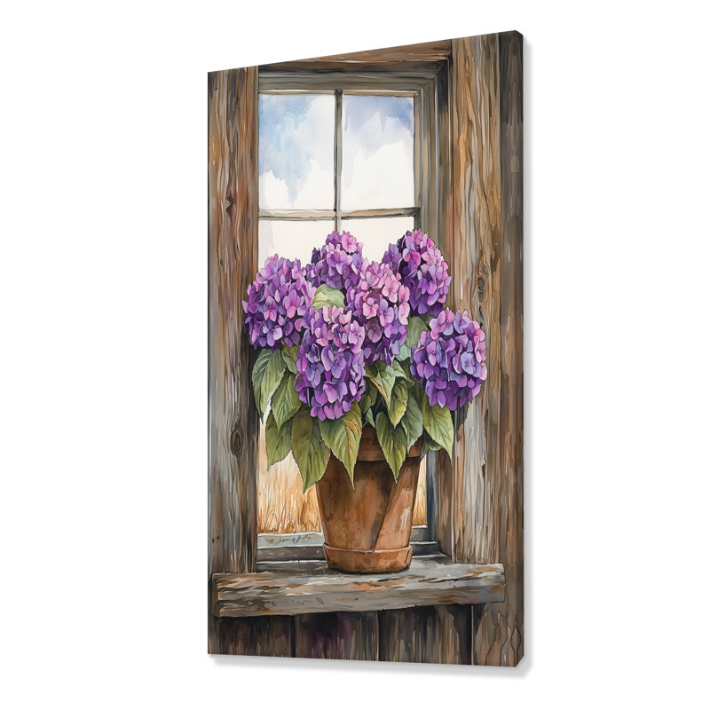 Hortensias près de la ferme - décoration murale hydrangées, H 60 po x l 28 po, Toile tendue, Ne s’applique pas
