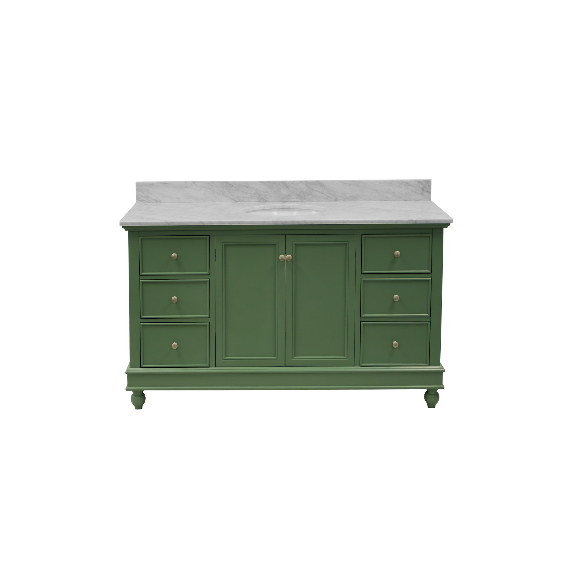 Ferdinand 60'' Single Bathroom Vanity, Sage Green, Carrara Marble