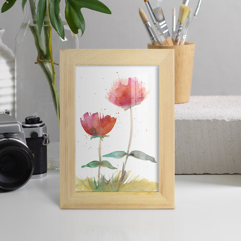 «Pink Fleurs II», reproduction d'art encadrée, H 8 po x l 6 po x P 1 po, Naturel