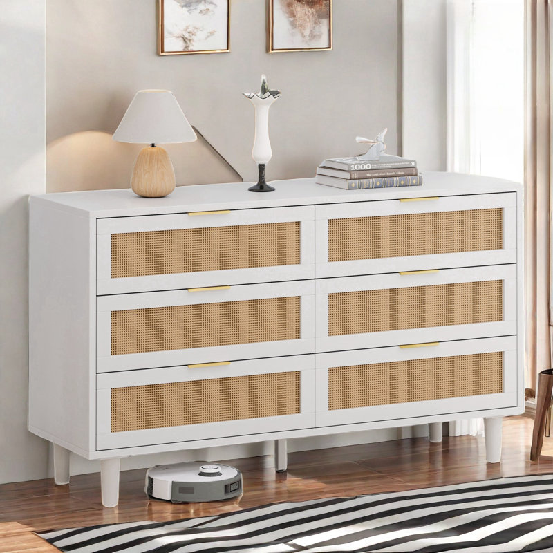 Commode 6 tiroirs Abagayle, Blanc