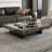 42“ Square Coffee Table with Glossy Sintered Stone Table-top, Modern Coffee table with Stainless steel legs for Living Room-702582922