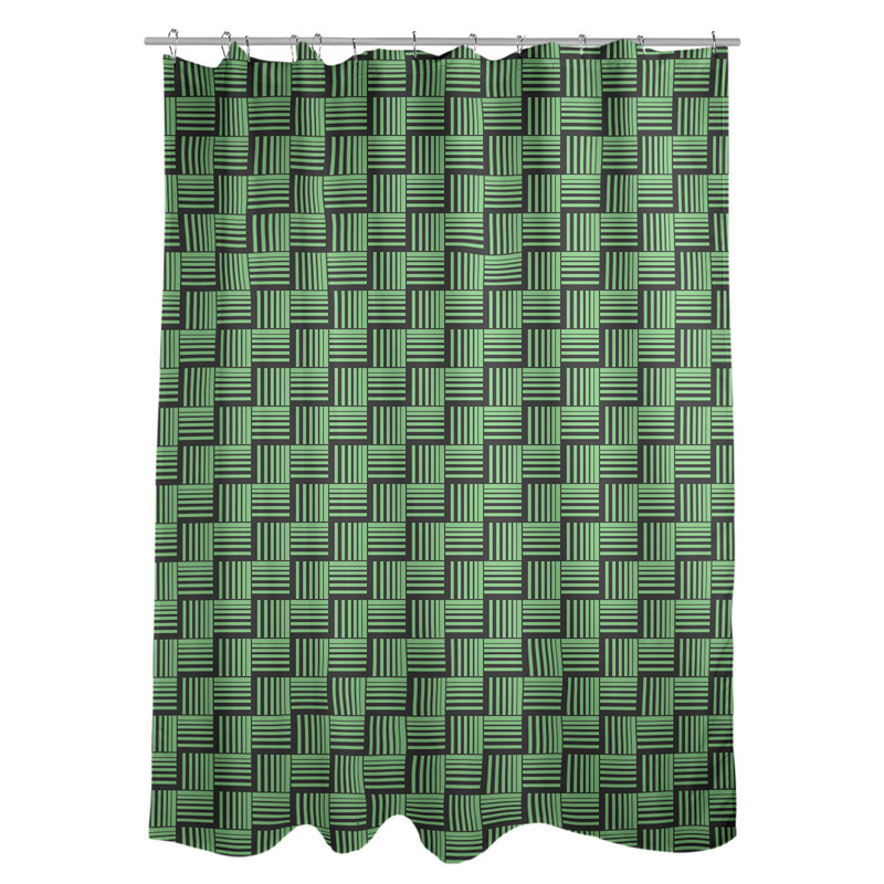 Rideau de douche simple basketweave rayures classic, Vert