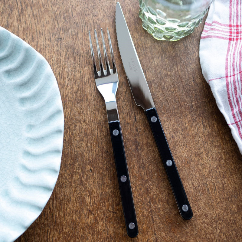 Sabre Paris - 24 Pieces Cutlery Set Bistrot Shiny Solid, Black
