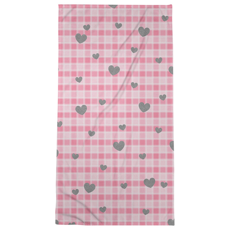 Bath Towel, Pink/Gray, Poly/Cotton, Bath Towel