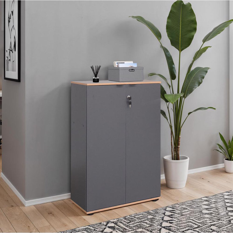 Rio Matt White Office Filing Cabinet - Lockable Storage, Grey