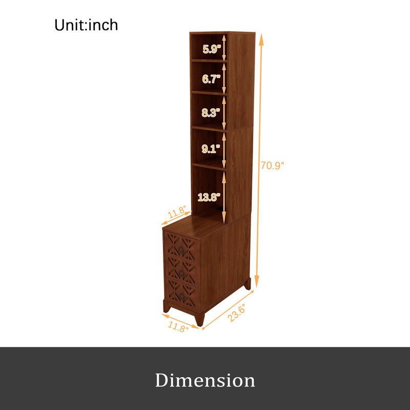 Table de bout avec 3 tiroirs, table de coin avec 4 tablettes ouvertes, table d'appoint haute pour chambre à coucher et coin