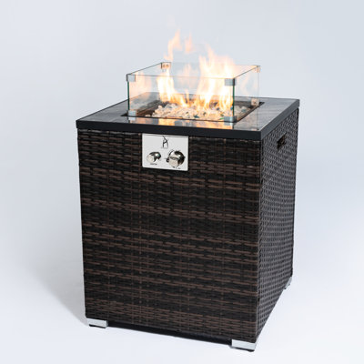 Garden Corner Fire Pit Column 28Inch - , Features Fireplace Table Pe , Heat Output 40000Btu, Dark Brown