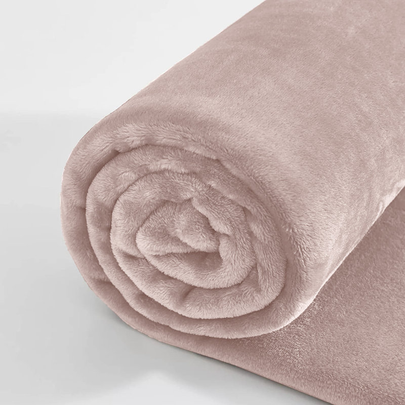 Ultra Soft Plush Faux Fur Reversible Fleece Blanket, Pink, King