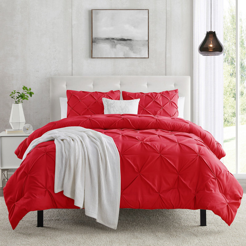 Polyester Duvet Cover & Insert, King Duvet + 3 Additional Pieces, Cherry Red
