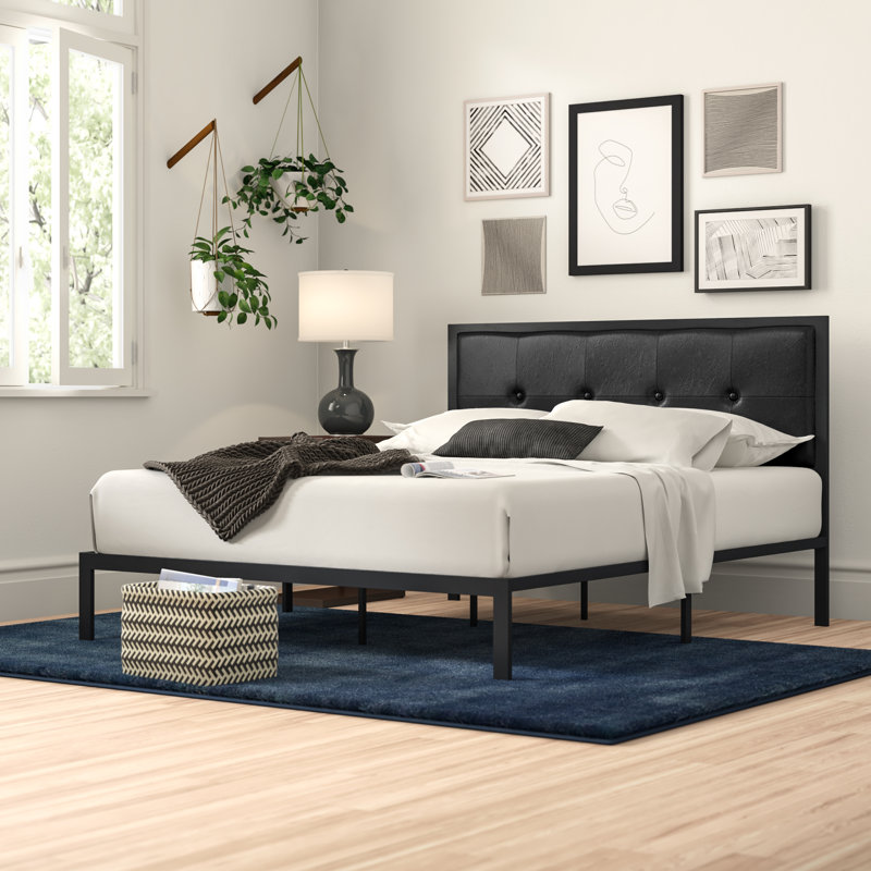 Alexandra Upholstered Faux Leather Headboard Bed Frame, Kingsize (5')