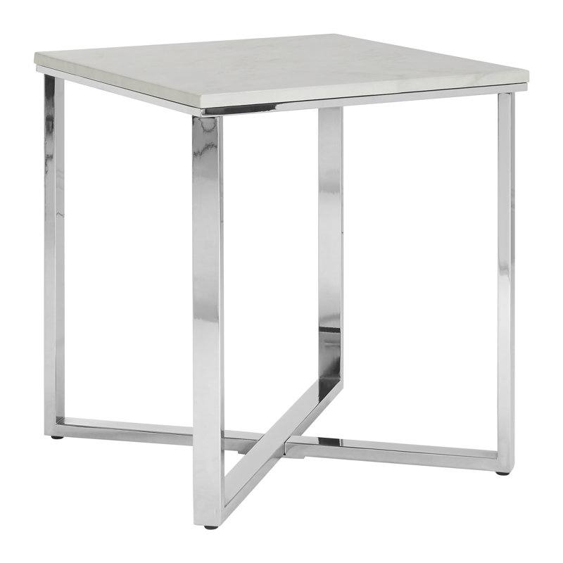 Aguilera Sled End Table, White, Chrome