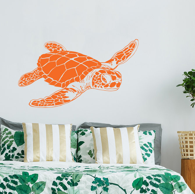 Décalcomanie murale tortue de mer, Orange