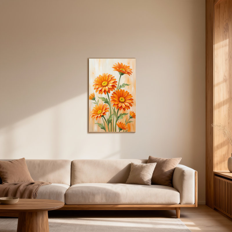 Marguerites orange de la Saint-Valentin sur fond doux, H 24 po x l 16 po