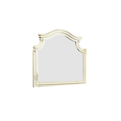 Bedroom Traditional Mirror In Antique Beige - Solid Wood, Graceful Choice Elegant Style, Wood