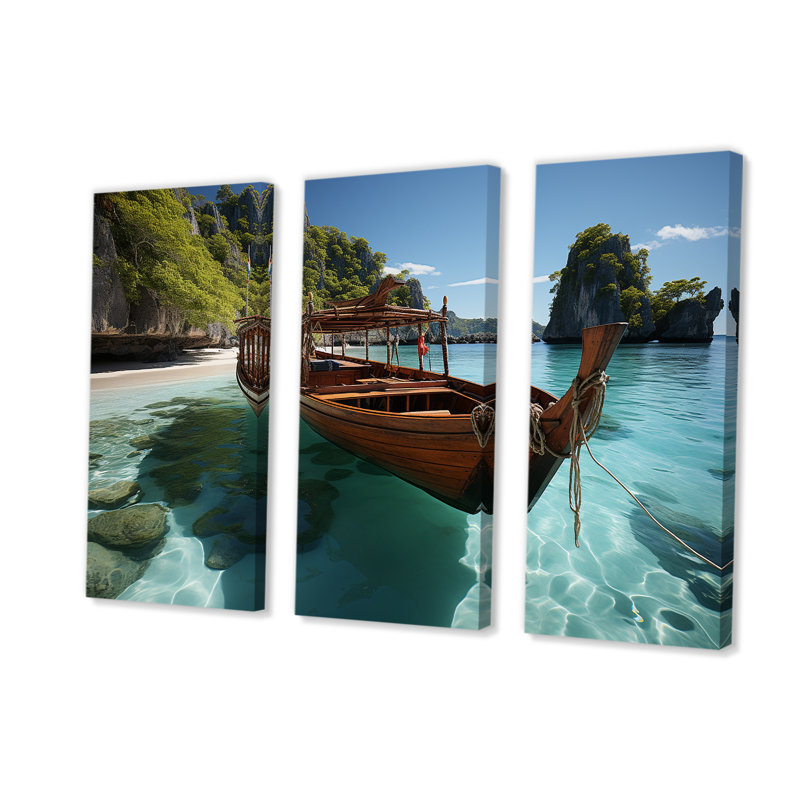 «Coastal Cradle Tranquil Waters» - art mural plage, H 28 po x l 36 po