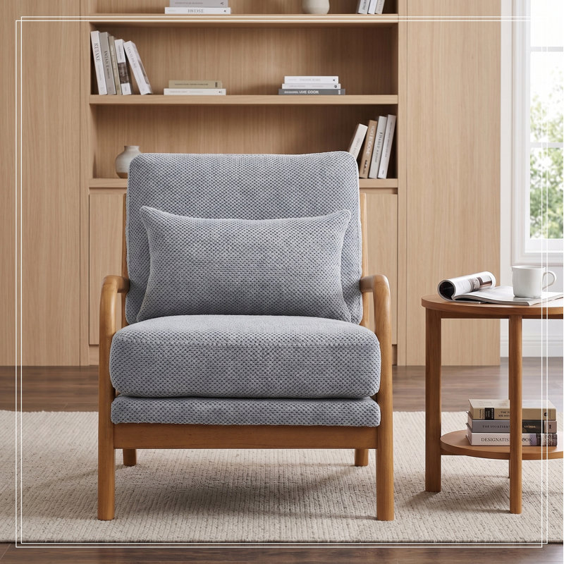 Méridienne en bois avec assise douce et pieds robustes, Gris clair