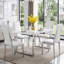 Ensemble de salle à manger moderne et glamour 5 pièces avec table en MDF laqué de 140 cm et 4 chaises en similicuir matelassé en losanges-1330559670-1330559668
