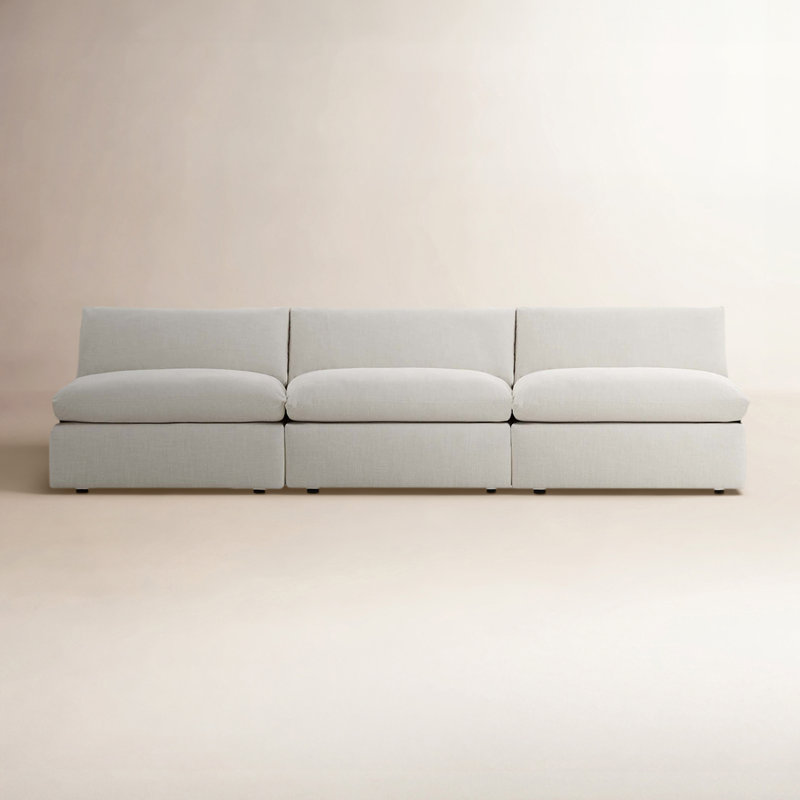 Annabella 3 - Piece 121" Upholstered Armless Sofa, Effie Linen Performance Weave