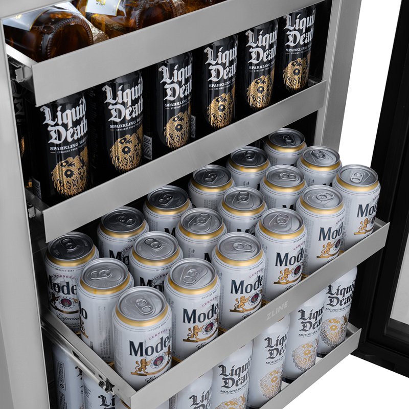 ZLINE Autograph 24 in. Touchstone Beverage Fridge with Stainless Steel Door and Bronze Helix Handle, Gold