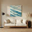 Art mural horizontal horizontal rayé bleu poudre et blanc beige-1164157188