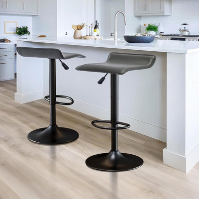 Juddson Adjustable Swivel Bar Stools Set of 2, Modern PU Leather Backless Counter Height Stools with Footrest & Gas Lift  for Kitchen Island, Home Bar