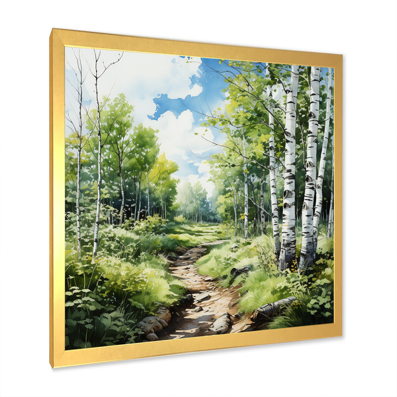 Birch Woods Whispering Winds XI - Forest Wall Art Living Room, H 24 po x l 24 po x P 1 po, Cadre doré à une seule photo