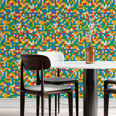 Geometric Lego Peel & Stick Wallpaper N014124