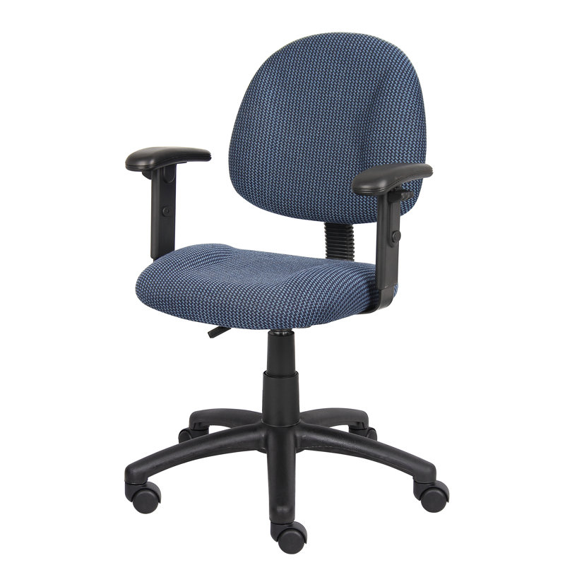 Task Chair, Blue Twill, Adjustable Arms