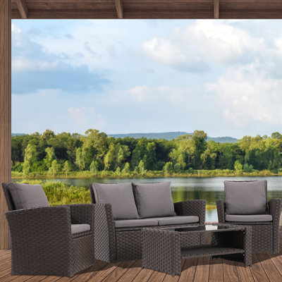 Jerelle 4 - Person Patio Conversation Set with Cushions