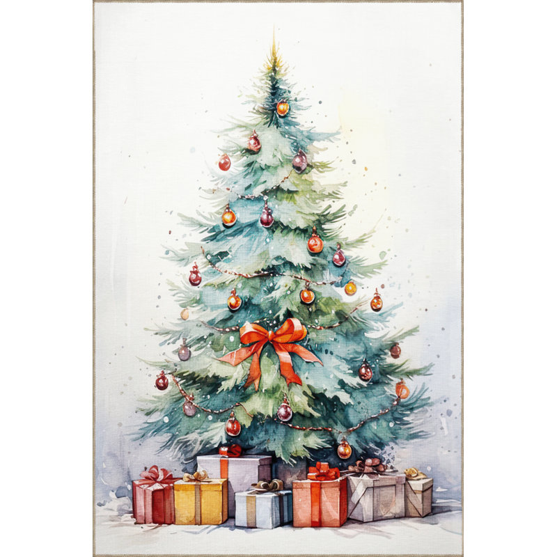 Tapis décoratif de Noël beige et multicolore, Tapis de couloir 3 pi 3,37 po x 6 pi 6,74 po