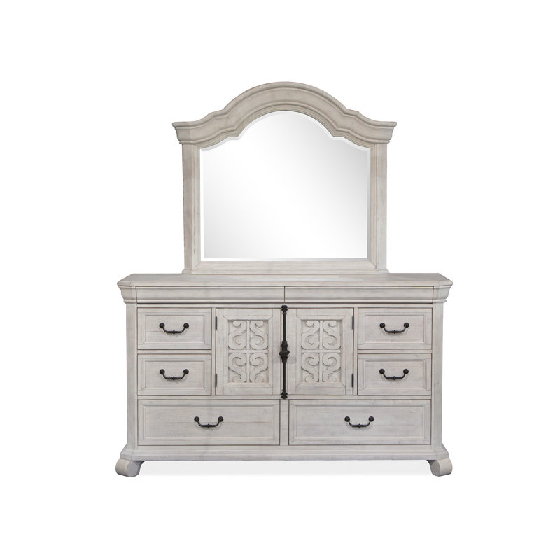 Grand lit-bateau et commode avec miroir
