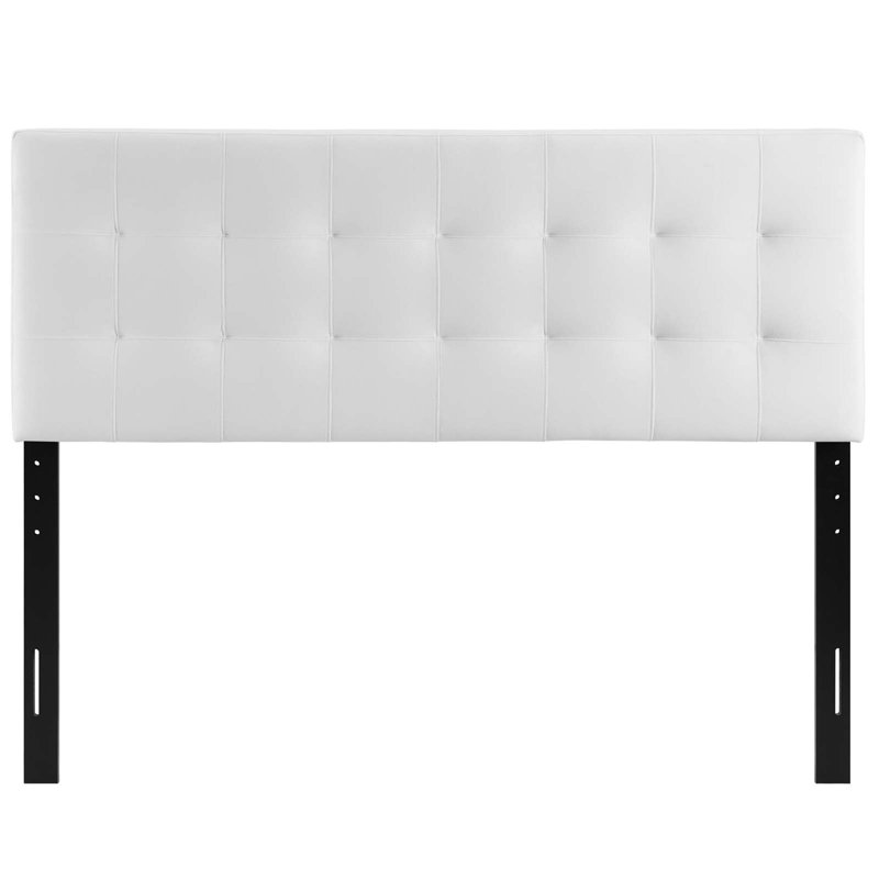 Lily Biscuit Tufted Performance Upholstered Panel Headboard, White, Full