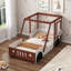 Lit simple en forme de voiture Fun pour enfants garçons et filles, lit plateforme blanc et orange avec design ludique