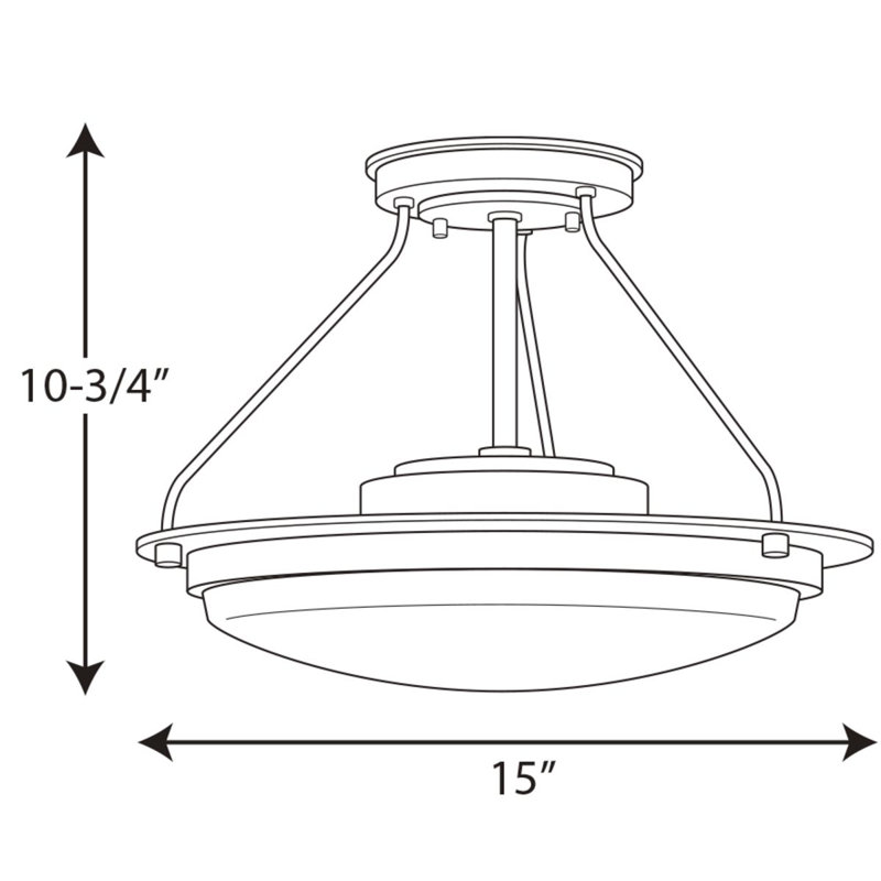 Vanderhoff Glass Semi Flush Mount, 10.75" H x 15" W x 15" D, Architectural Bronze
