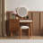 Retro Makeup Vanity Set with Charging Plug & USB Port, 3 Storage Rattan Drawers, Includes Stool-1568802120