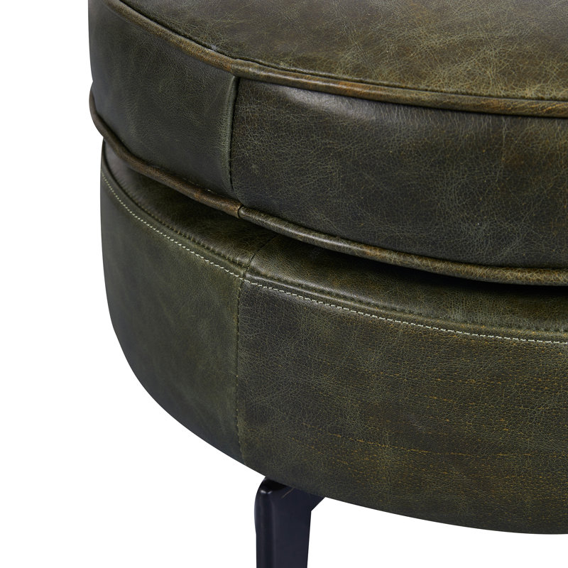 Repose-pieds rond en cuir 21,5 po Jackson, Vert olive