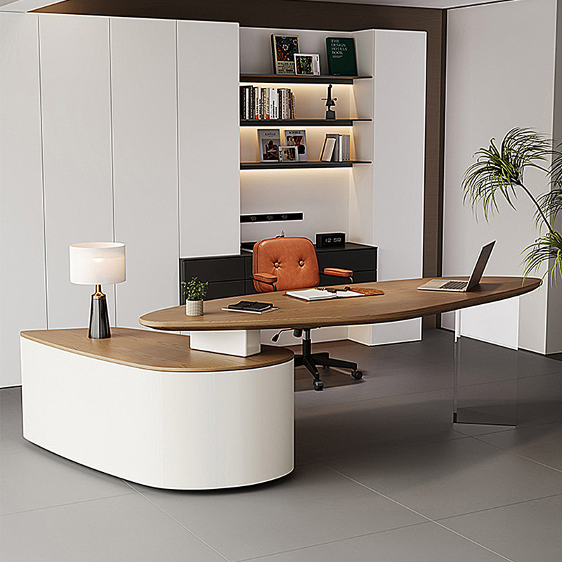 78.74"Luxurious and high-end custom-shaped solid wood executive desk, 29.53" H x 78.74" W x 47.24" D