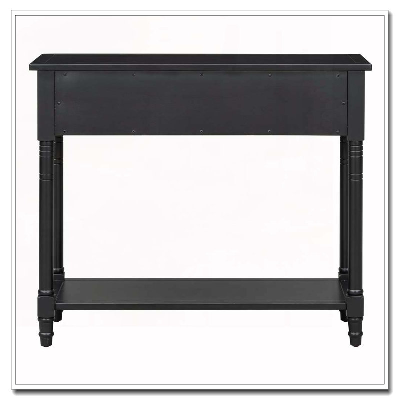 Console avec deux tiroirs et tablette inférieure, Noir