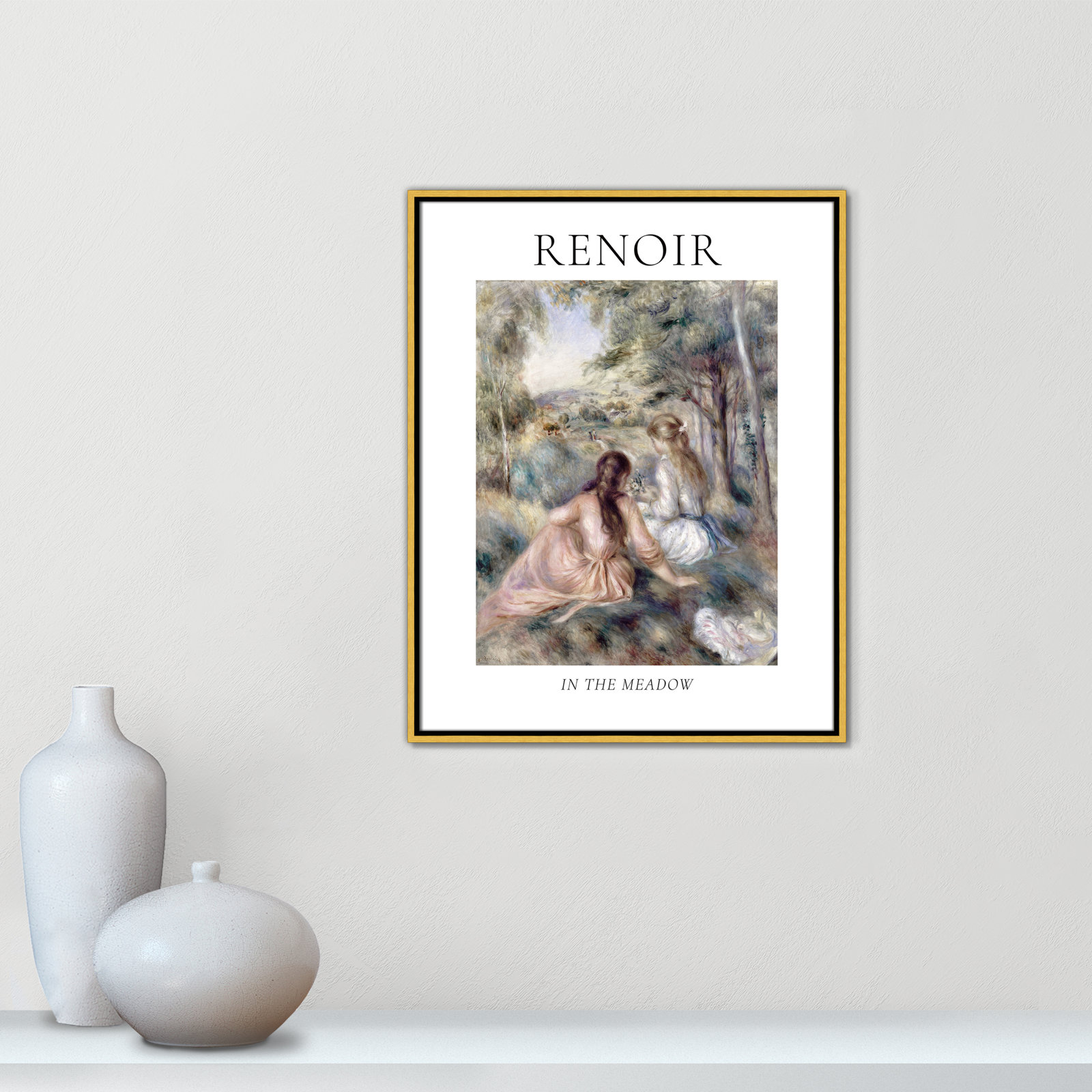 Old Masters Collection " In The Meadow " by Auguste Renoir, No, 29.5" H x 23.5" W x 2" D, Gold Floater Frame
